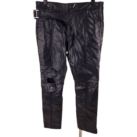 Adyar Leather Brace Trousers Size XL Mens Black NWT - Picture 2 of 16